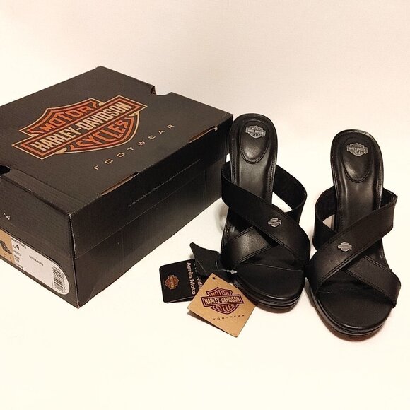 Harley-Davidson® Women's Shawna 4-Inch Black Slide Sandals Women's size 9 HARLEY - Picture 1 of 12